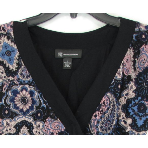 SALE! INC Floral Pink Black Blouse Top - Picture 3 of 3